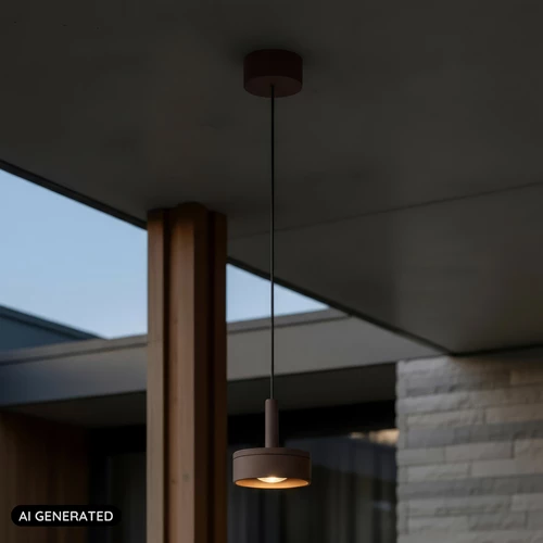 Lucide LENZ - Lámpara colgante Dentro/Fuera - Ø 11 cm - LED - 1x8W 2700K - IP54 - Marrón óxido - Essential - AI 2